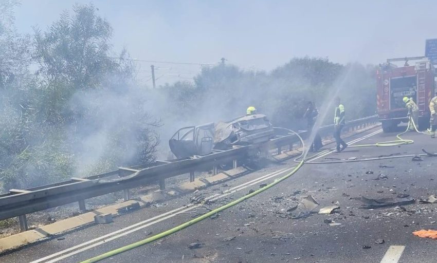 "תאונה מזעזעת, רכב אחד עלה באש". שני הרוגים בתאונה קטלנית סמוך למחלף חולות